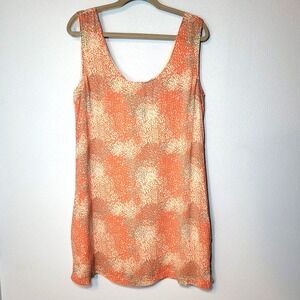 Tulle Sleeveless Bow Back Sheath Orange Cream Blue Lined Dress Size Large